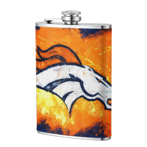 Φιάλη ισχίου Broncos Flagon για άνδρες, φιάλη τσέπης από ανοξείδωτο ατσάλι 8oz, κατάλληλη