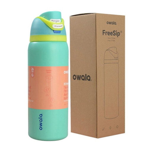 Stor 710 ml Off-White Adventure Termoflaske cyan