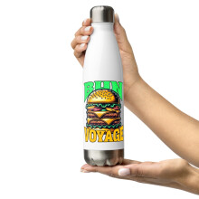 Bouteille d'eau en acier inoxydable à motif hamburger amusant pour les amateurs de hamburgers, Bun Voyage (blanche)