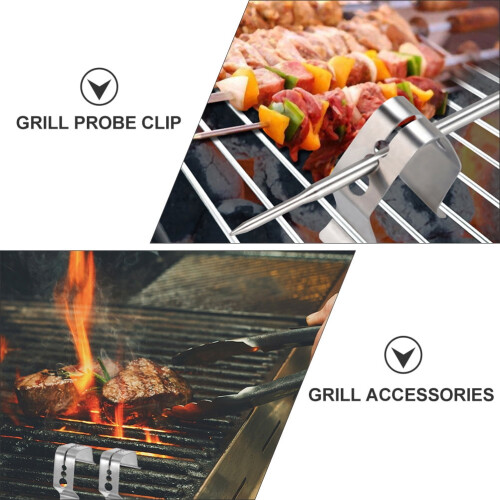 4er-Pack Grillfühlerhalter, Grillklemmen, Fleischthermometer, universell 2