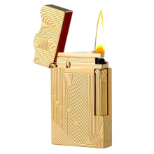 Vintage Copper Refillable Kerosene Lighter Pure Copper Trench Design with Smooth Pulley Ignition Collectible Gift
