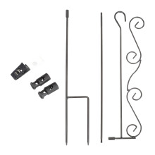 Support de drapeau de jardin en fer, mât de drapeau, présentoir pour drapeau de pelouse (noir)