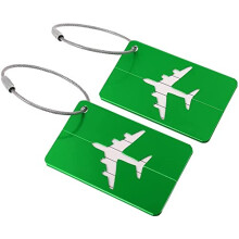 Aluminum Alloy Luggage Tags Set of 2, Durable Metal Travel ID Tag with Privacy Protection, Green