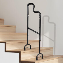 Adjustable Stair Climbing Cane for Seniors with StairGlide Assist, Ergonomic Handle and AntiSlip Base