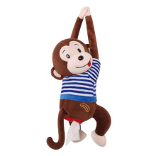 Car Tissue Holder Cute Monkey Hanging Plush Tissue Box with Easy Zipper Refill for Car Interior Fit