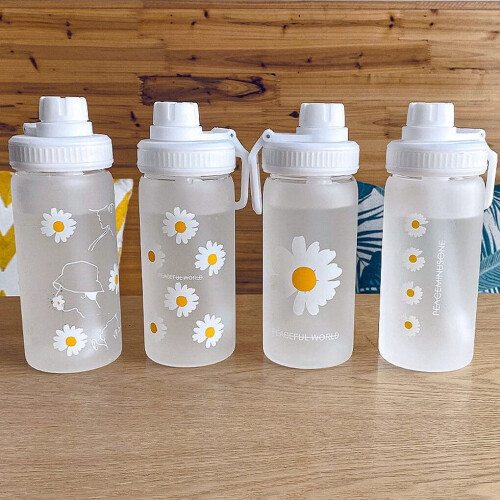 600ml Μικρά διαφανή πλαστικά μπουκάλια νερού Daisy, χωρίς BPA παγωμένο μπουκάλι νερού 1