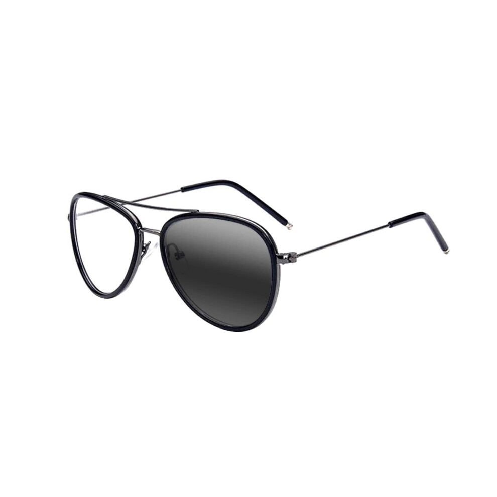 Photochromic Progressive Reading Glasses 2.75x Magnifier Black Alloy Frame for Men and Women