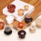 8pcs Wood Cabinet Knobs Light Brown Round Mushroom Shape Drawer Pulls with Warm Neutral Finish 4