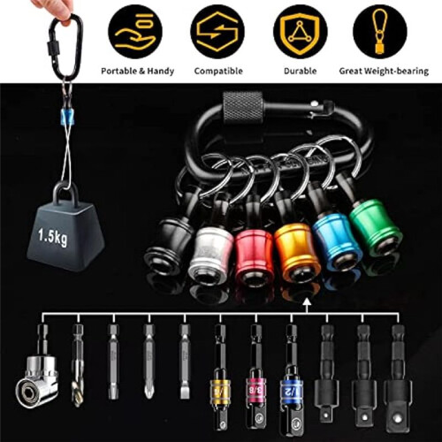 Gadgets de Chaveiro com Suporte de Broca Hexagonal 1/4, 3 Unidades 1/4 Polegada 3/8 Polegadas 1/2 Polegadas Adaptador de Soquete de Broca + AcessóRio 1