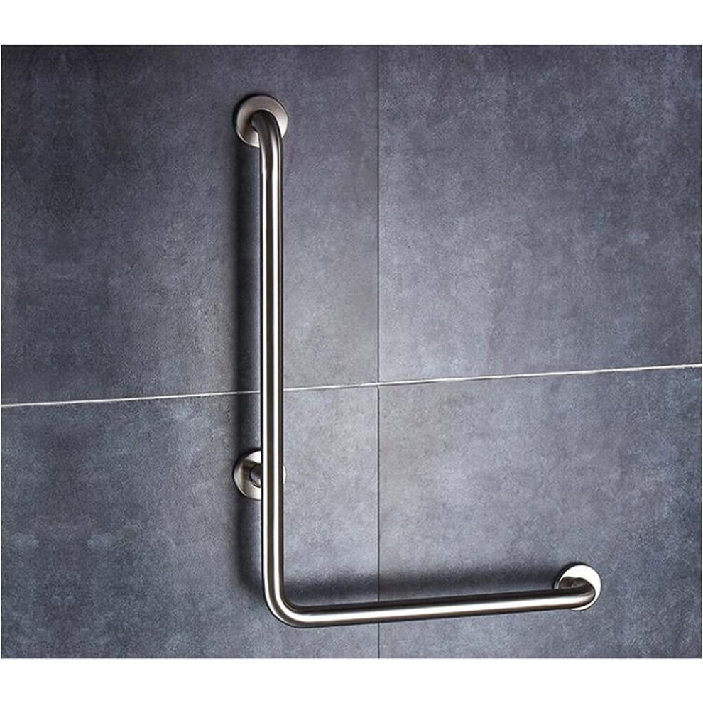 Silver Bathroom Grab Bar Stainless Steel Lshaped 50X70cm Nonslip Handrail 300Kg Heavyduty Safety Support