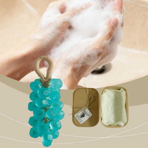 Handmade Grape Soap Bar with Handcrafted Grape Design, ColorChanging Cold Process Bath Gift 2