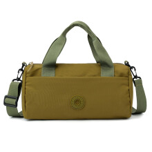 Lightweight WaterResistant Nylon Gym Duffel Bag for Women, Small Travel Tote with Smart Pockets, Olive