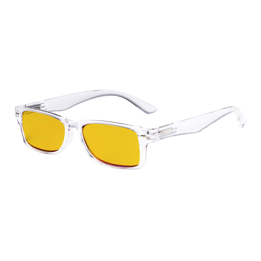 Blue Light Blocking Reading Glasses +1.50 for Women, Amber Tinted Lens, Transparent Frame for Screen Use