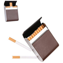 Stainless Steel Cigarette Case with Magnetic Lock for 20 Cigarettes, Brown Velvet Lining, Elegant Gift for Men and Women