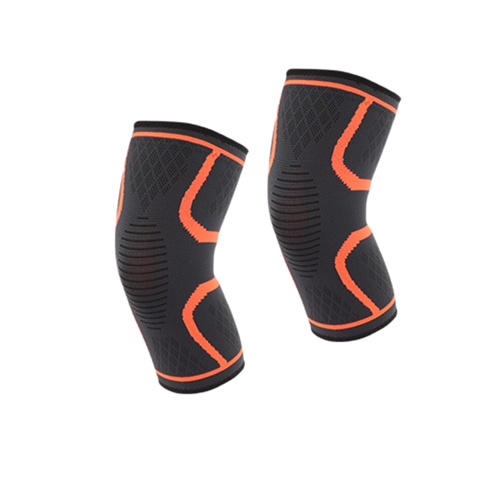Knee Compression Sleeve for Running and Sports, Breathable Nonslip Support Brace, XXLarge Orange 1 Pair