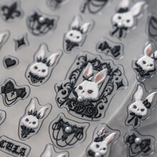 Cute Nail Stickers Cartoon Nail Art Frosted Bow Decals Retro Rabbit Design Set TL151