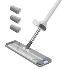 Flat Mop with Self Wringer and 360 Rotating Head, Hands Microfiber Floor Mop with 3 Pads, 120x42cm