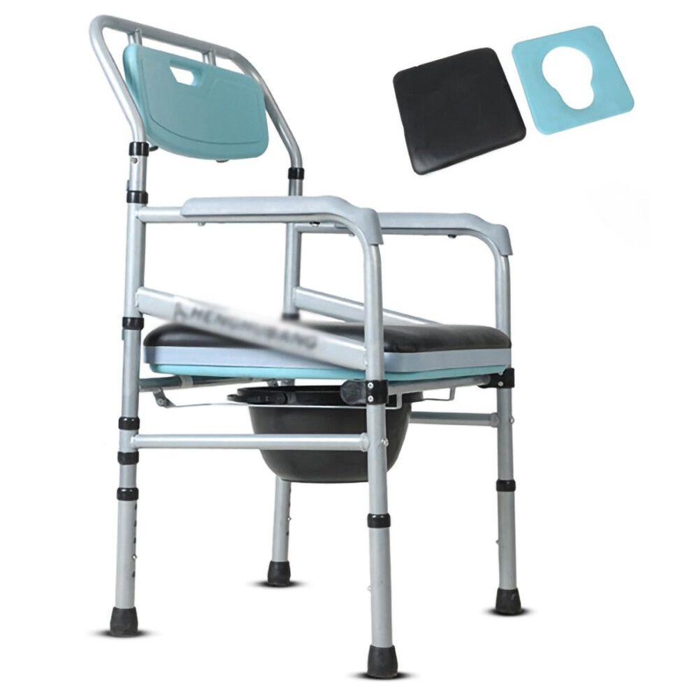 Adjustable Height Commode Chair for Elderly with Backrest, NonâSlip Armrests, Lightweight Aluminum Frame