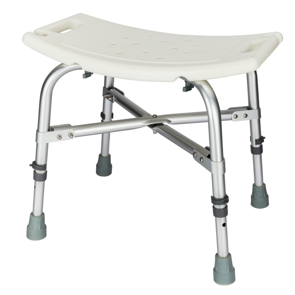 White Shower Chair For Elderly 450Lbs Heavy Duty, Adjustable Height Bath Stool With Nonslip Feet And Drainage Seat