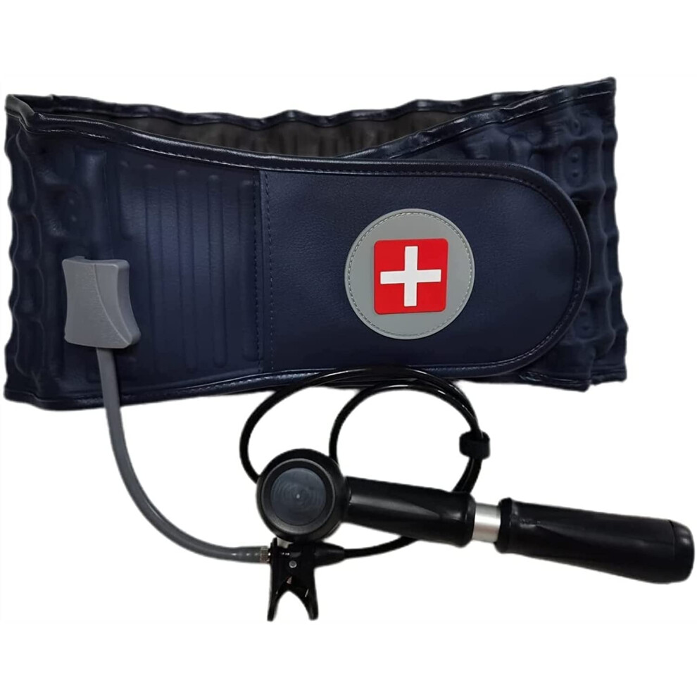 Blue Lumbar Support Belt For Back Pain Relief, Inflatable Decompression Spine Traction Brace, One Size