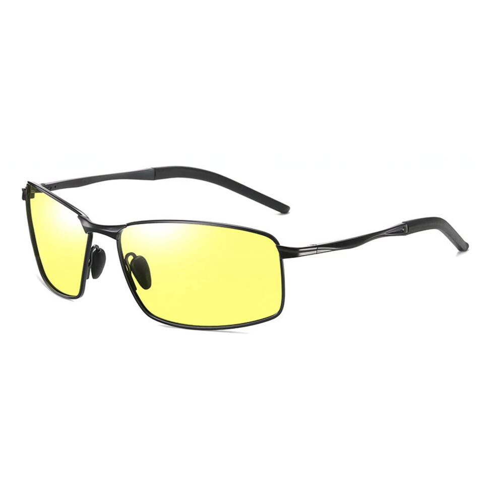 Black/Yellow Night Vision Polarized Reading Glasses For Men, Antiglare Sunglasses Readers With 4X Magnification