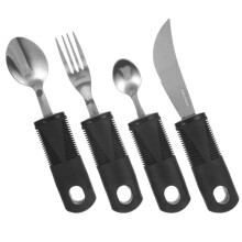 Adaptive Utensils Set with Ergonomic Rocker Grip Weighted Silverware for Seniors and Hand Tremors