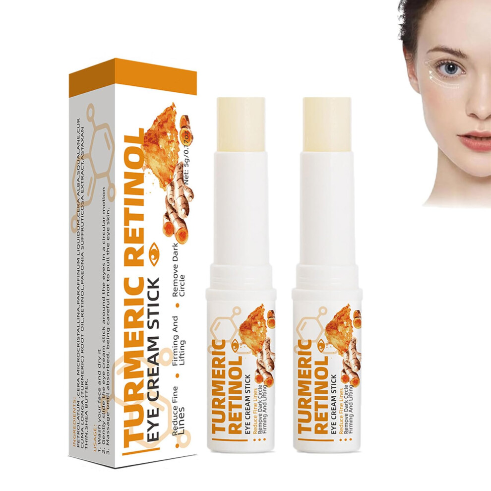 Cream/Dark Turmeric Retinol Eye Stick 2Pcs AntiâAging Eye Balm For Circles Puffiness And Deep Hydration