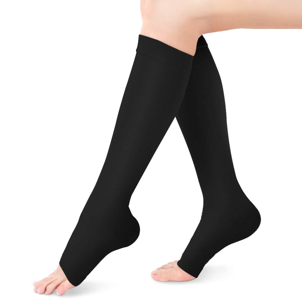 Compression Socks for Men Women, Open Toe Flight Compression Stockings, 2030 mmHg