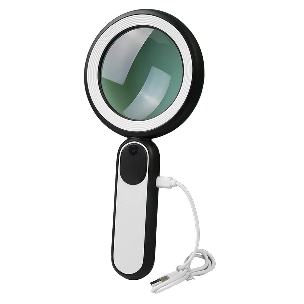 Light/Black 20X Magnifying Glass With Usb Rechargeable Handheld Magnifier For Reading And Seniors,