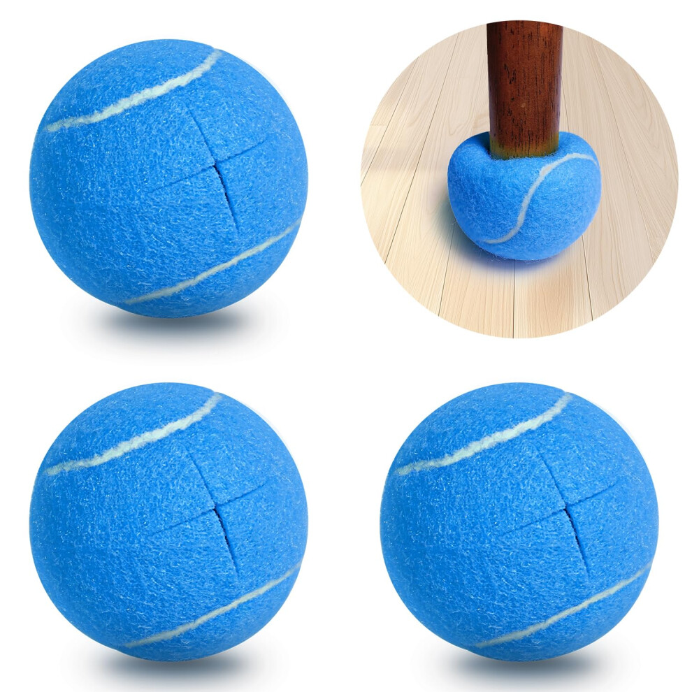 Blue Tennis Balls Precut 2.2 Inch Glide With Felt Pads, Universal Fit Floor Protection Noise Reduction