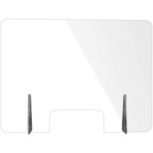Acrylic Sneeze Guard Clear Counter Shield with Pass Through Window, Tool Setup, Stable UBase