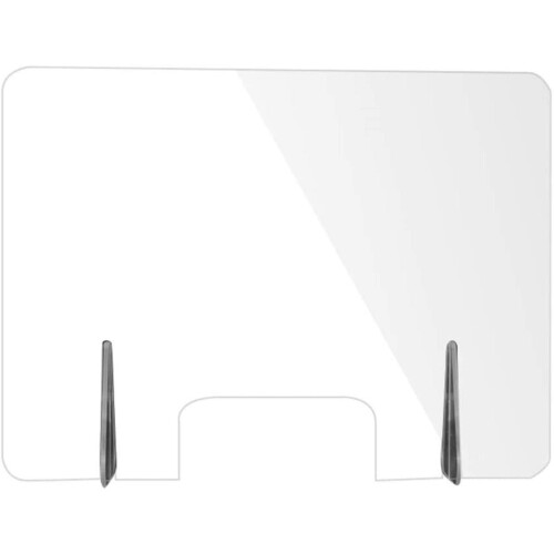 Acrylic Sneeze Guard Clear Counter Shield with Pass Through Window, Tool Setup, Stable UBase