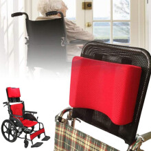 Adjustable Wheelchair Headrest and Neck Support Cushion for Elderly, Breathable Mesh, Fits 16'20' Red