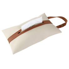 Car Tissue Holder PU Leather Tissue Box with Wide Opening Access and Secure Snap Closure for Car