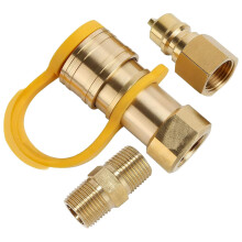 3/8 Inch Propane Quick Connect Fittings Kit with Check Valve, 3Piece Leak Set for Grill and Heater