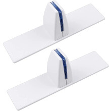 2 Pcs Adjustable Desk Partition Clamp Bracket with Freestanding Base, Aluminum Privacy Panel Holder for Office Desktop Countertop, White Size C