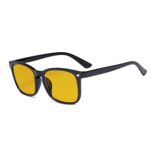 Blue Light Blocking Reading Glasses +1.00 Amber Tinted Lens Square Frame Computer Readers for Eyestrain Relief