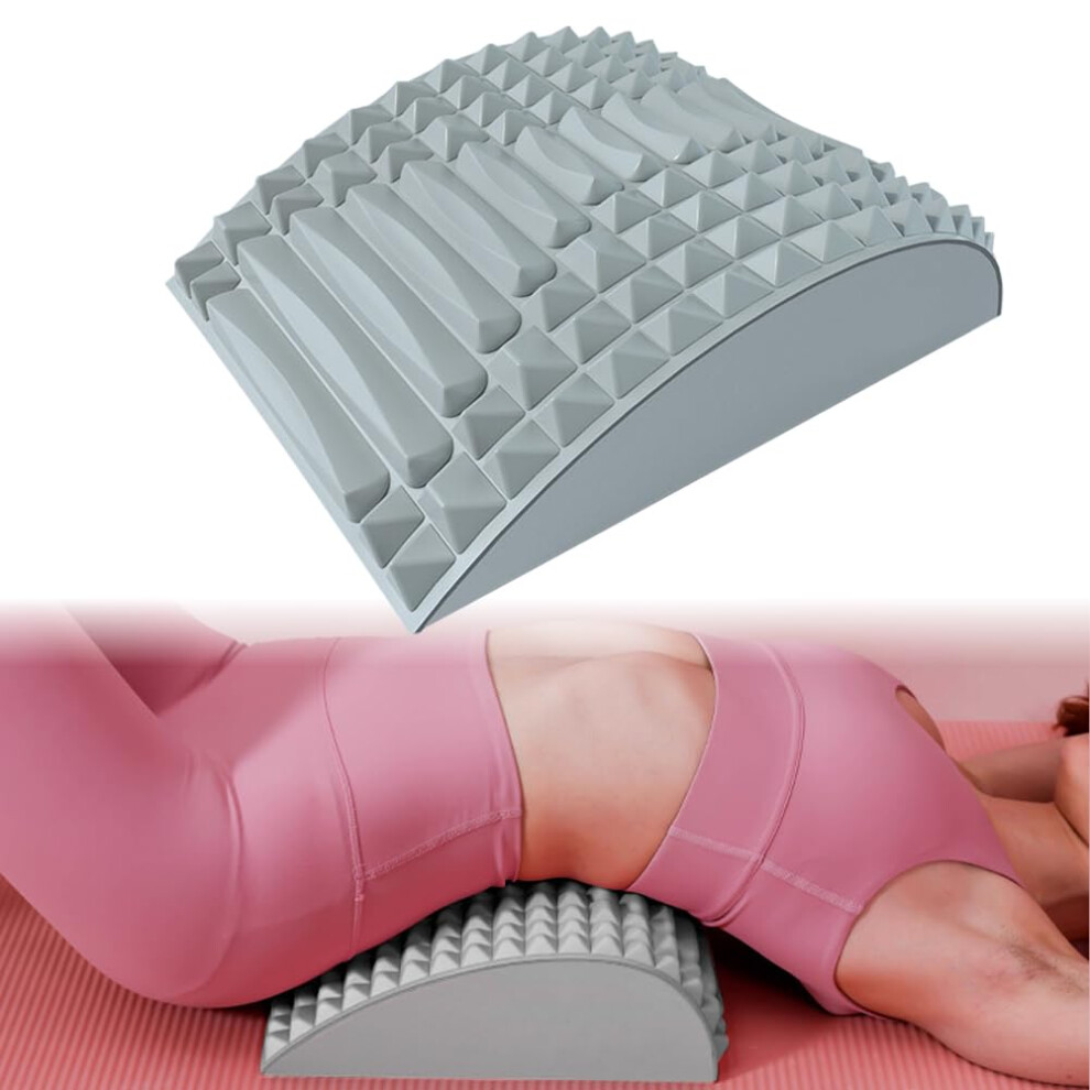 Gray Neck And Back Stretcher For Pain Relief And Posture Correction, Ergonomic Spine Curve Design,