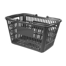 Grey Plastic Storage Basket with Dual Handles for Kitchen and Bathroom Organization, Lightweight Easy Carry