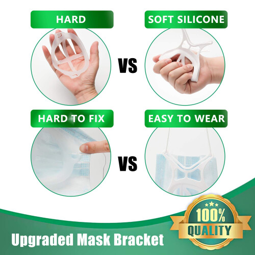 Face Mask Bracket Silicone with Lanyard 2 Pack, Comfortable Breathing Support and Reusable Frame 1