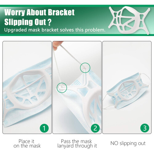Face Mask Bracket Silicone with Lanyard 2 Pack, Comfortable Breathing Support and Reusable Frame 2