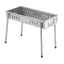 Portable Stainless Steel BBQ Grill with Detachable Rack, Easy Assembly for Camping and Picnic
