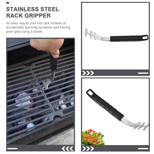 2 stk. ovnnethåndtag grillristkrog ølflaskeåbner rustfrit stål 2