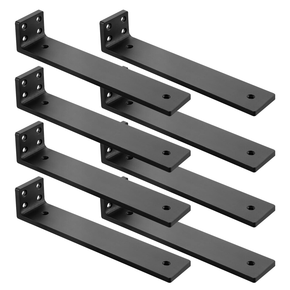 4 Inch Floating Shelf Brackets Heavy Duty Hidden Metal L Brackets Black Finish 8 Pack With Mounting Hardware 9073542240877