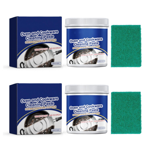 Kitchen Rust Remover Paste 100g, Deep Stain Cleaner for Cookware, Pots and Pans, Includes Cloth