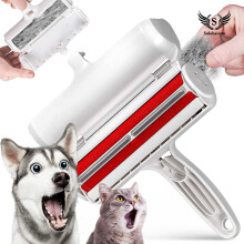 Reusable Pet Hair Remover Roller for Furniture, Couch and Clothing with Dual Purpose Squeaky Dog Toy