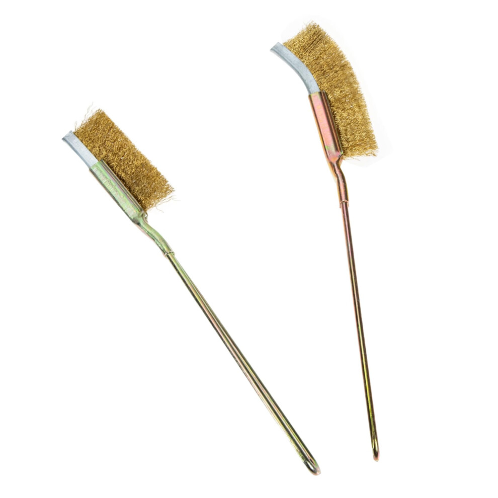 2Pcs Copper Wire Brush Set For Rust Removal, Ergonomic Grip Mini Brushes For Metal And Grill Cleaning 9073542199342