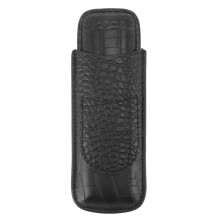 Vintage Leather Cigar Case for Men, Slim Protective Travel Holder with Dual Capacity and Pocket (Black)