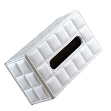 White PU Leather Tissue Box Cover, Elegant Minimalist Design, Durable Easy Clean Storage for Home and Office
