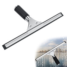 25 cm Professional Window Squeegee, Stainless Steel Wiper with Rubber Lip